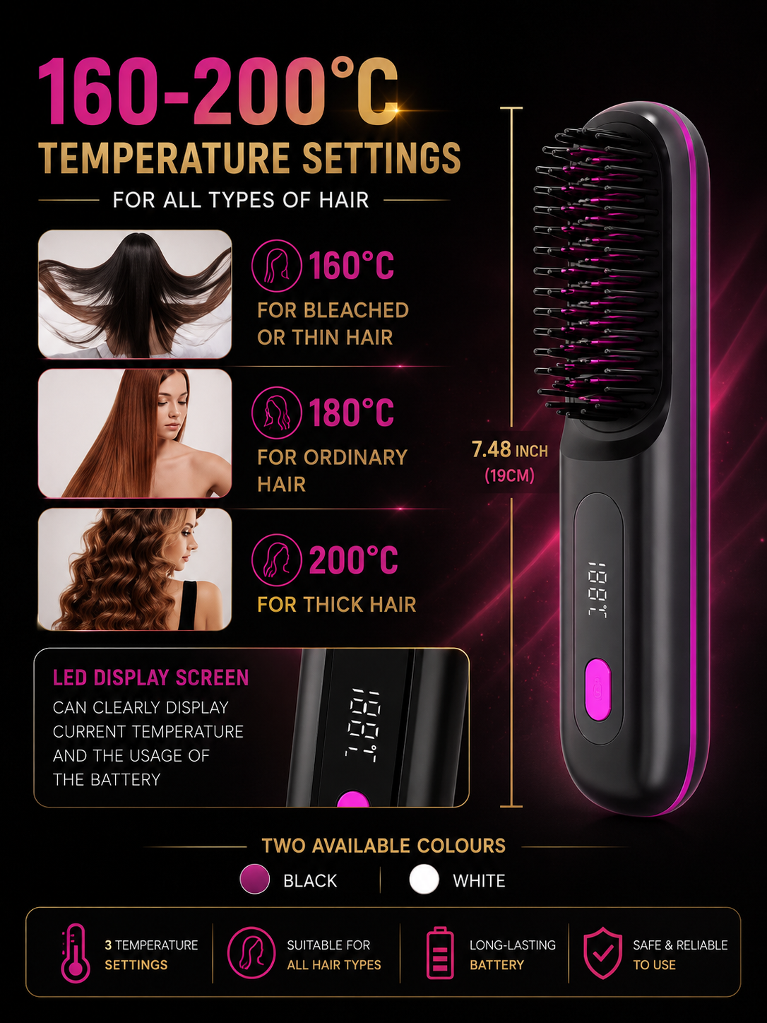 GlowGlide™ Luxury Brush Straightener